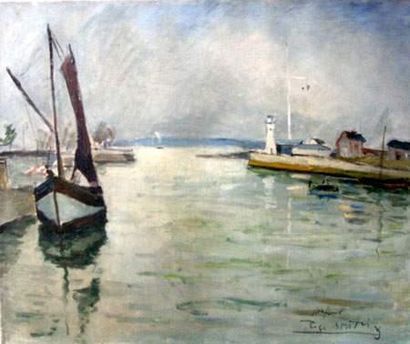 Roger BERTIN (1915-2003)
Le port de Honfleur
Toile.
54...
