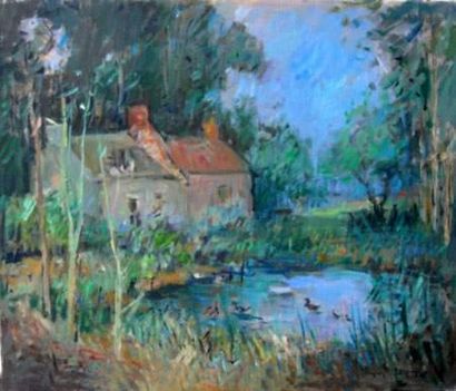 Roger BERTIN (1915-2003)
La mare aux canards
Toile.
46...