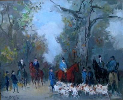 Roger BERTIN (1915-2003)
Rendez-vous de chasse
Toile.
50...