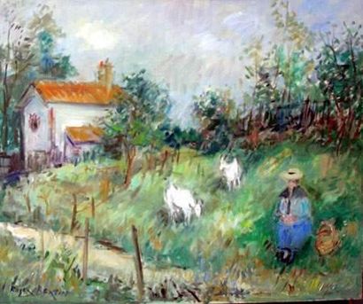 Roger BERTIN (1915-2003)
Les chèvres
Toile.
50...