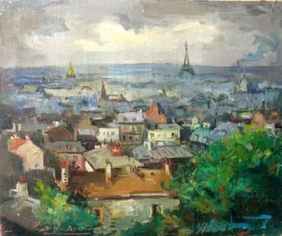 Roger BERTIN (1915-2003)
Vue de Paris
Toile.
54...