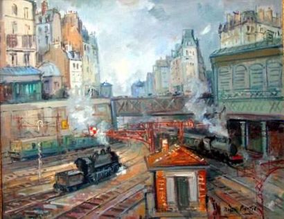 Roger BERTIN (1915-2003)
La gare Saint Lazarre
Toile.
73...