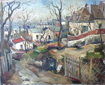 Roger BERTIN (1915-2003)
Le maquis à Montmartre
Toile.
65...