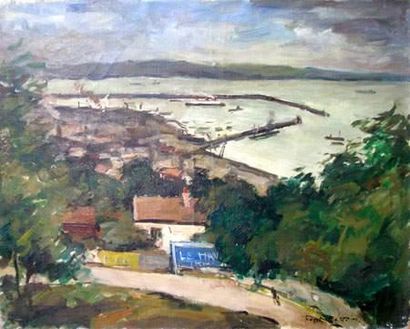 Roger BERTIN (1915-2003)
Le port du Havre
Toile.
65...