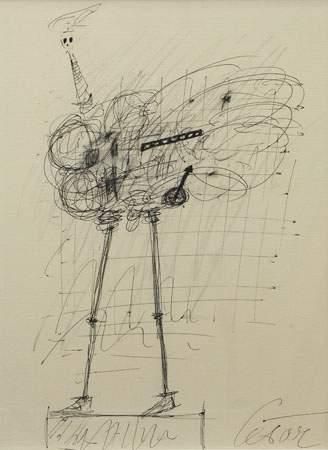 CESAR BALDACCINI (1921-1998)
L'autruche
Encre.
36,5...