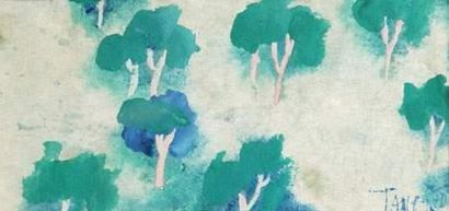 HAIWEN TANG (1927-1991)
L'arbre bleu
Aquarelle.
7...