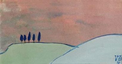 HAIWEN TANG (1927-1991)
Les cinq arbres
Aquarelle.
7...