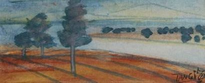HAIWEN TANG (1927-1991)
La rivière
Aquarelle.
7...