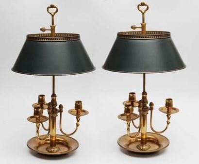Paire de lampes bouillotes à trois lumières...