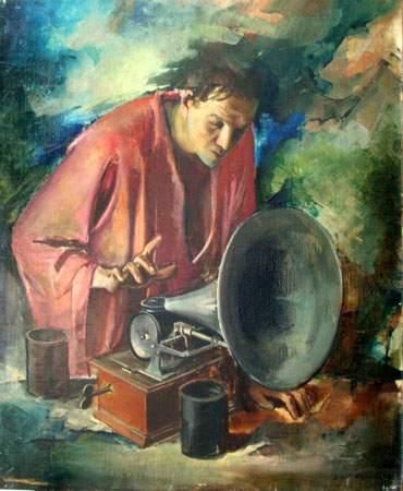 Jean d'ESPARBES (1898-1968)
Le phonographe
Toile.
81...