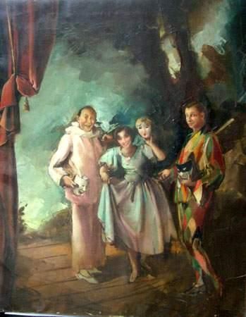 Jean d'ESPARBES (1898-1968)
Les comédiens
Toile.
73...
