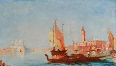 Dans le goût d'Adolphe BACHMANN
Vue de Venise
Panneau.
26,5...
