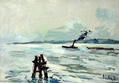 Fernand HERBO (1905-1995)
La Seine à Berville
Toile.
38...