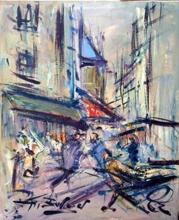 Georges BERGER (1908-1976)
La rue Mouffetard
Toile.
55...