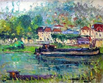 Georges BERGER (1908-1976)
Péniche sur Seine
Toile.
65...