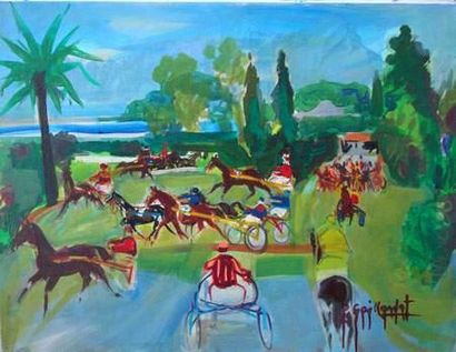 Pierre GAILLARDOT (1910-2002)
Course de sulkys...