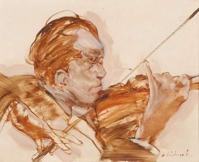 Claude WEISBUCH (Né en 1927)
Le violonniste
Toile.
33...