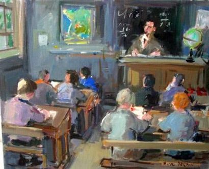 Roger BERTIN (1915-2003)
La grande Ecole
Toile.
38...