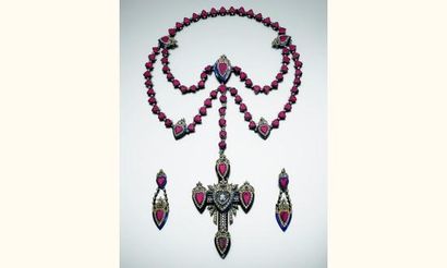Demi-parure en argent, composée d'un collier,...