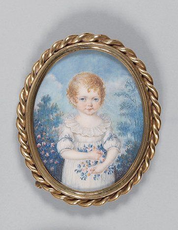 Miniature ovale sur ivoire Portrait d'une...
