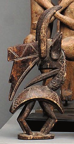Cimier Bamana Mali Antilope en bois sculpté...