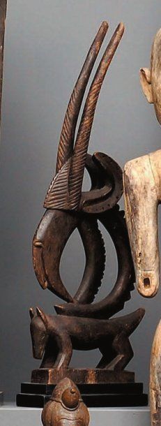 Cimier Bamana. Mali Antilope en bois sculpté....