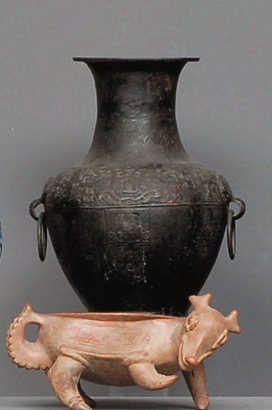 Vase Chine Bronze à patine brune dans le...