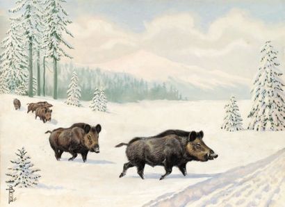 Boris Riab (1898-1975)
« Sangliers dans la...
