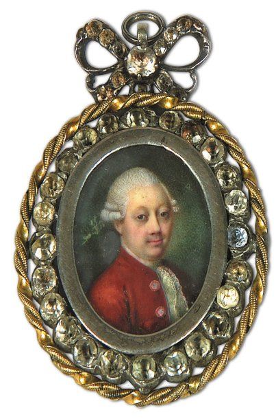 Miniature d'un gentilhomme coiffé d'une perruque...