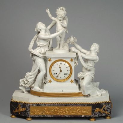 Rare pendule en biscuit de Paris représentant...