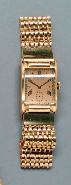 Montre bracelet d'homme en or jaune à boîtier...