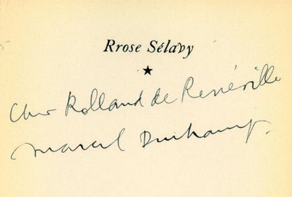 DUCHAMP Marcel.
RROSE SELAVY. Paris, G.L.M.,...