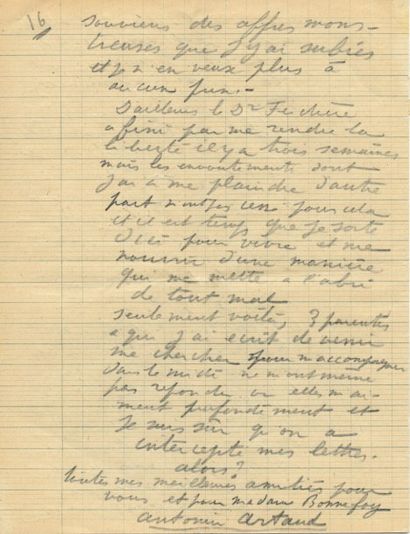 ARTAUD Antonin.
LETTRE AUTOGRAPHE SIGNÉE...