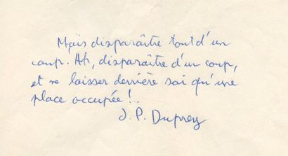 DUPREY Jean-Pierre.
DERRIÈRE SON DOUBLE....