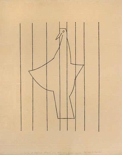 BEAUDIN André.
L'OISEAU. DESSIN À L'ENCRE...