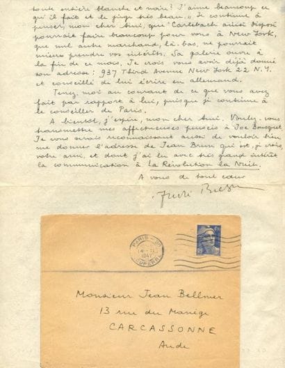 BRETON André.
LETTRE AUTOGRAPHE ET LETTRE...