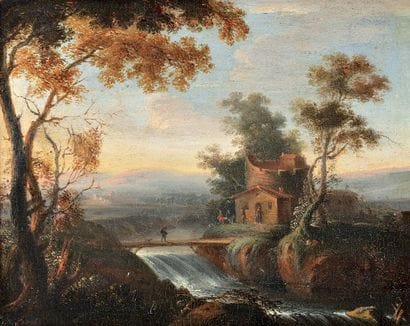 École FRANÇAISE de la fin du XVIIIème siècle
Paysage...
