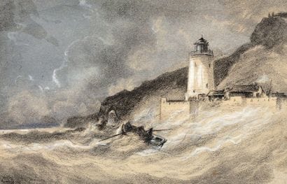 Jules NOËL (1815 - 1881)
Canot dans la tempête...
