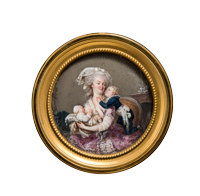 Miniature portrait de la famille de Lusse daté 1784, peint sur ivoire et signé par Jean-Jacques de LUSSE (1758-1833)