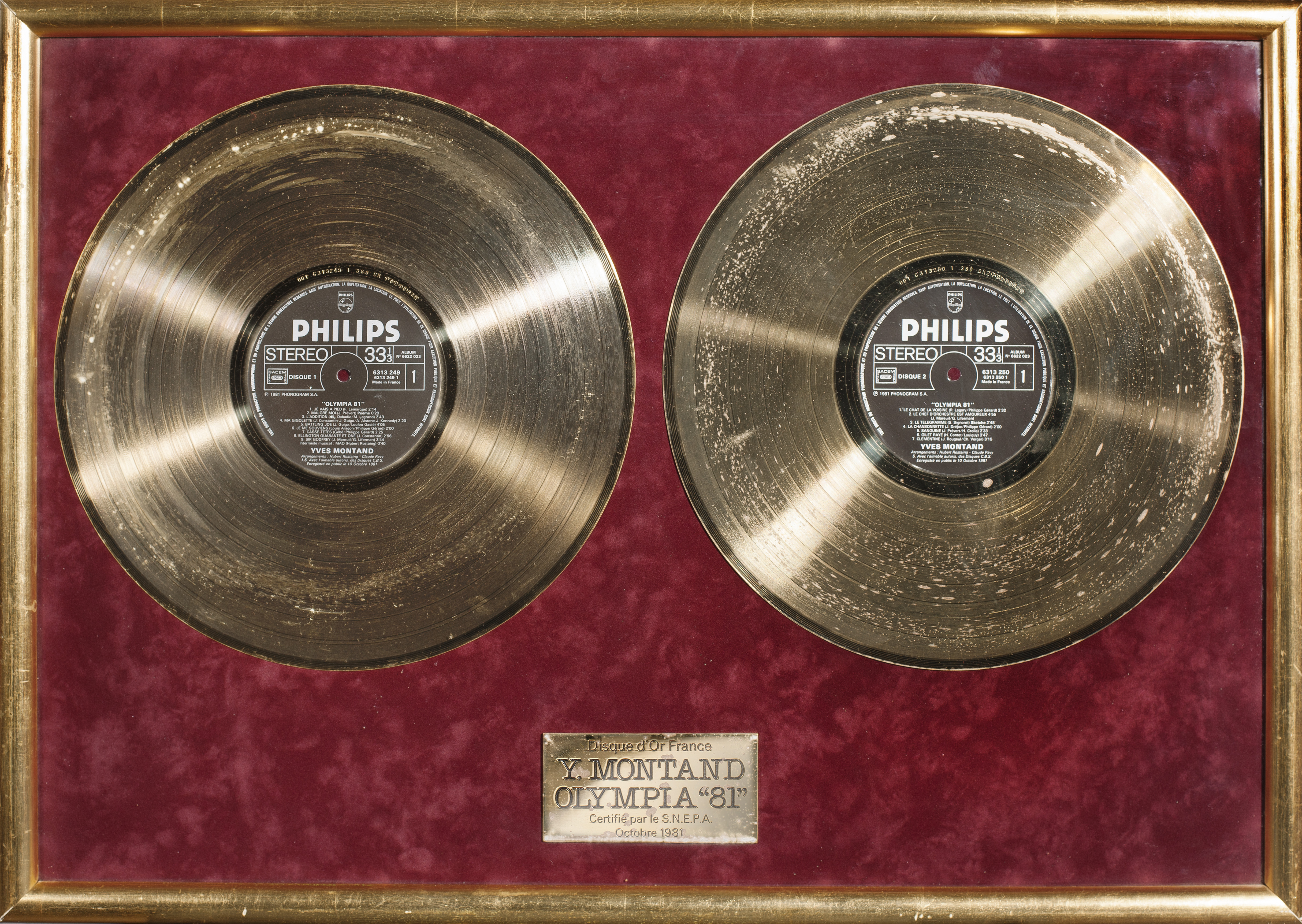 disque d’or d'Yves Montand « Olympia 81 »
