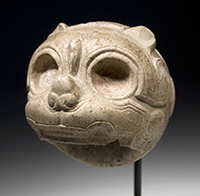 manopla à tête de Jaguar en pierre, Culture Veracruz, Côte du Golfe, Mexique, Classique ancien, 300-600 après J.-C.