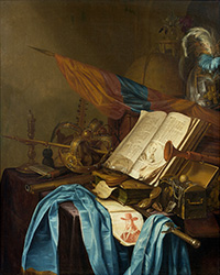 Vanité, une huile sur toile attribuée à Vincent Laurensz van der VINNE (1629-1702).