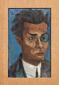 Un Portrait de Tristan Tzara exécuté sur carton par Marcel JANCO (1895-1984)