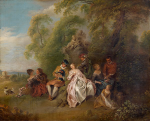 Assemblée dans un parc l’huile sur toile Jean-Baptiste PATER (1695-1736). 