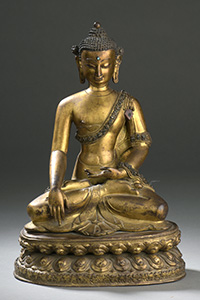 TIBET - XVIe siècle Statuette du bouddha Akshobya