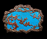 774 975 € CHINE, XVIIe siècle Ornement de porte en bois laqué bleu
