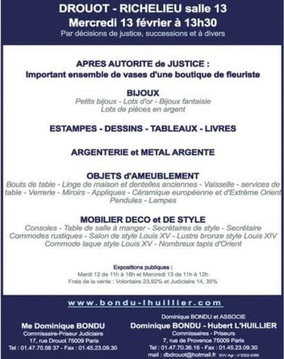 Meubles et objets d'art, bijoux...