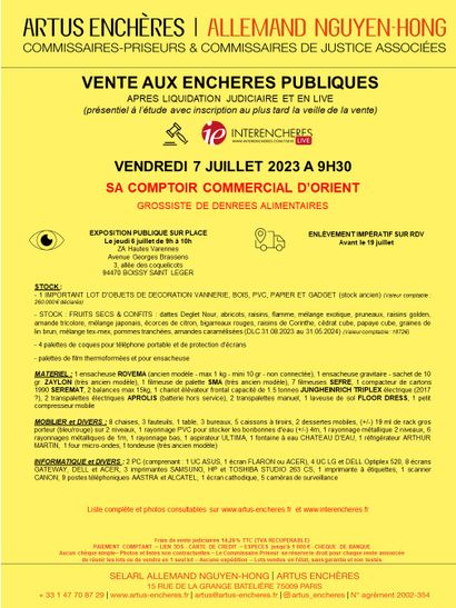 SA COMPTOIR COMMERCIAL D'ORIENT | GROSSITE DE DENREES ALIMENTAIRES