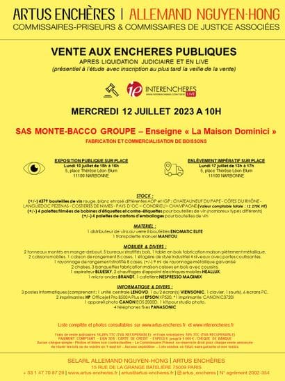 SAS MONTE-BACCO GROUP -  Enseigne 