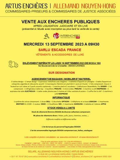SARLU ESCADA FRANCE - CANNES | VETEMENTS ET ACCESSOIRES DE LUXE